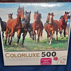 Wild Run Horses-500 Pc Jigsaw Puzzle-18" x 24"-Family Fun,poster,game,kids,toy